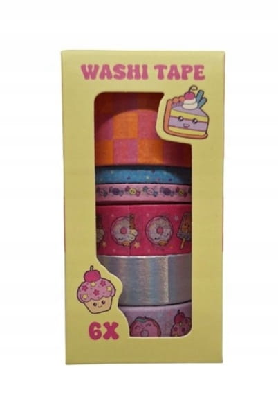 WASHI TAPE 6 szt/kpl taśma dekoracyjna, klejąca diy rękodzieło,