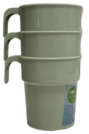 Kubki szklanki do kawy Wielorazowe plastikowe 3 szt 300 ml zielone