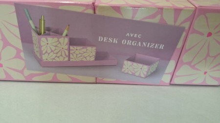 Organizer na biurko Avec dla dzieci tekturowy trzy komory różowy